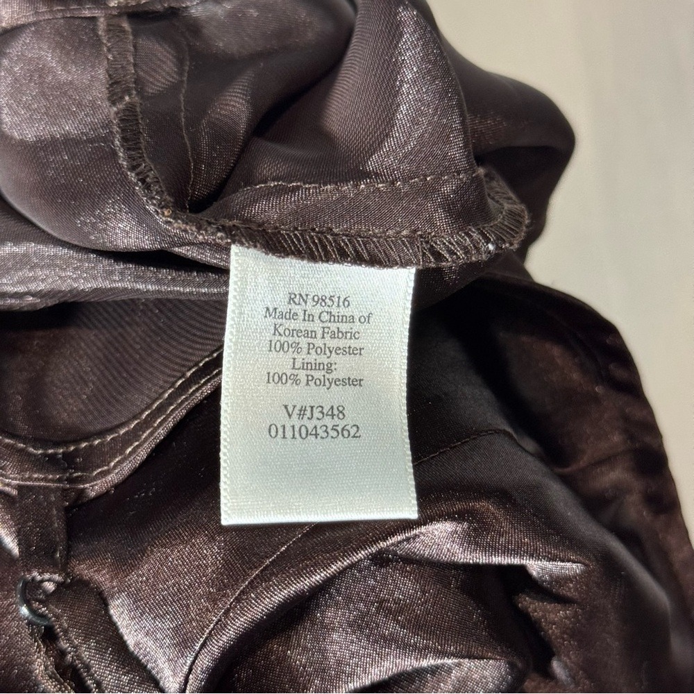 Dark Chocolate Brown Satin Slip Dress Adjustable With Spaghetti Straps - Picture 5 of 6